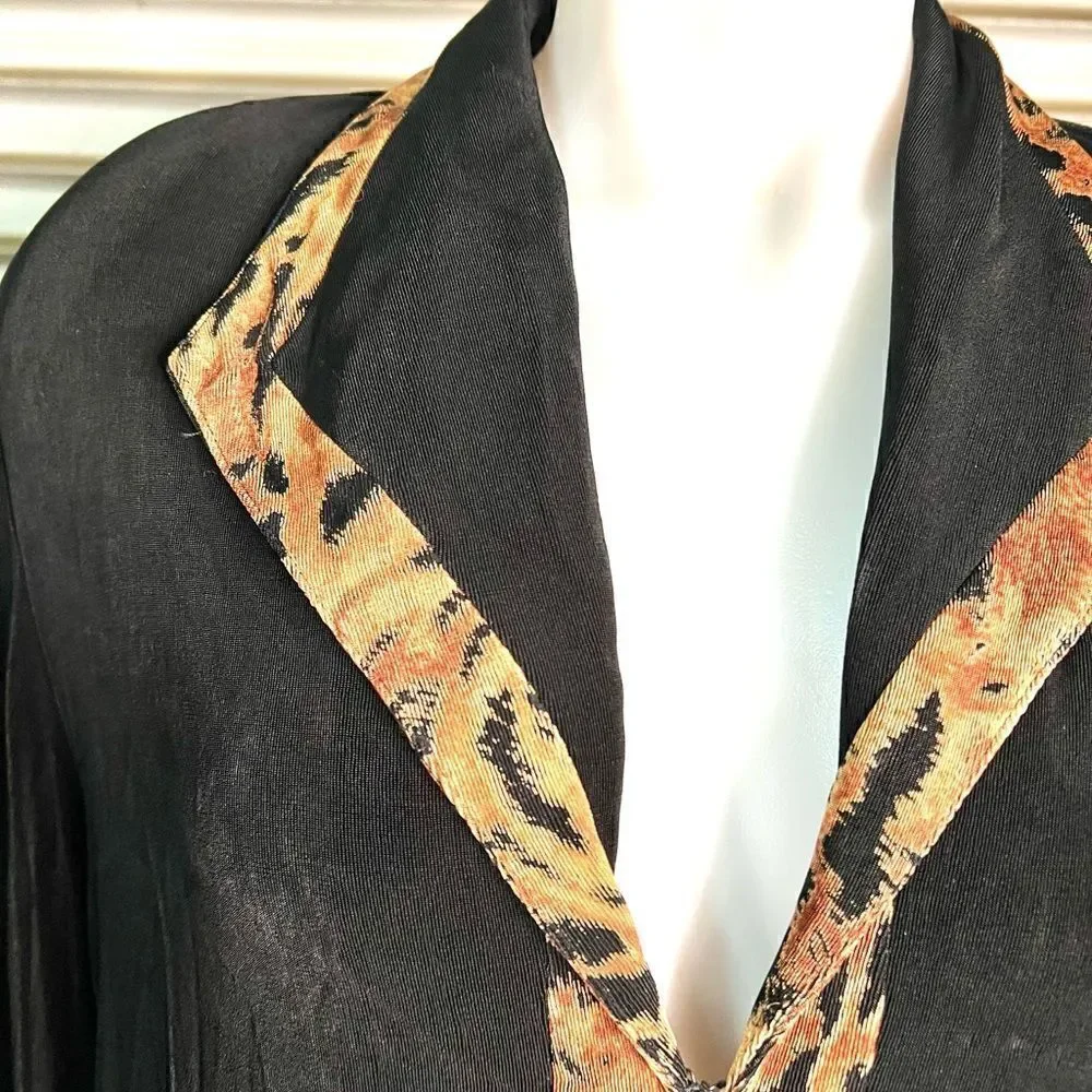 Alfred Dunner black cardigan with animal print trim